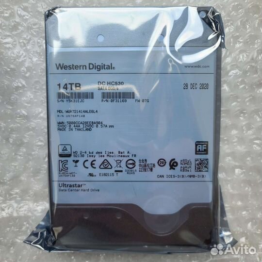 Б/у жесткие диски 14тб WD DC HC530 14tb оптом