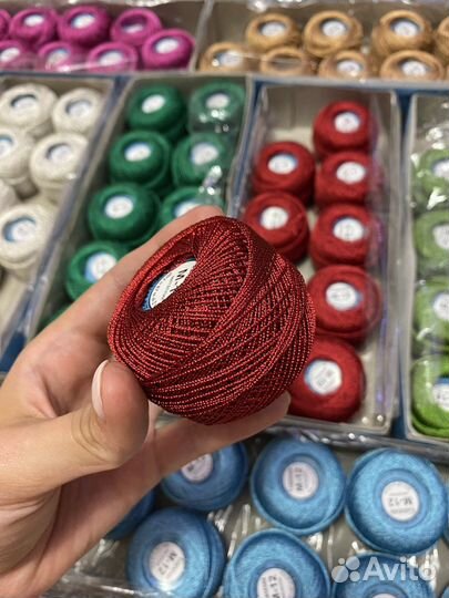 Нитки для вязания мерсеризированные металлик 20 гр