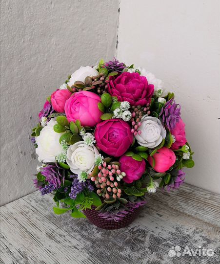 Букет цветов из мыла. Пионы