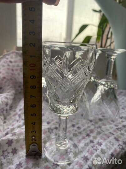 Набор из 6 рюмок в технике алмазной грани,хрусталь