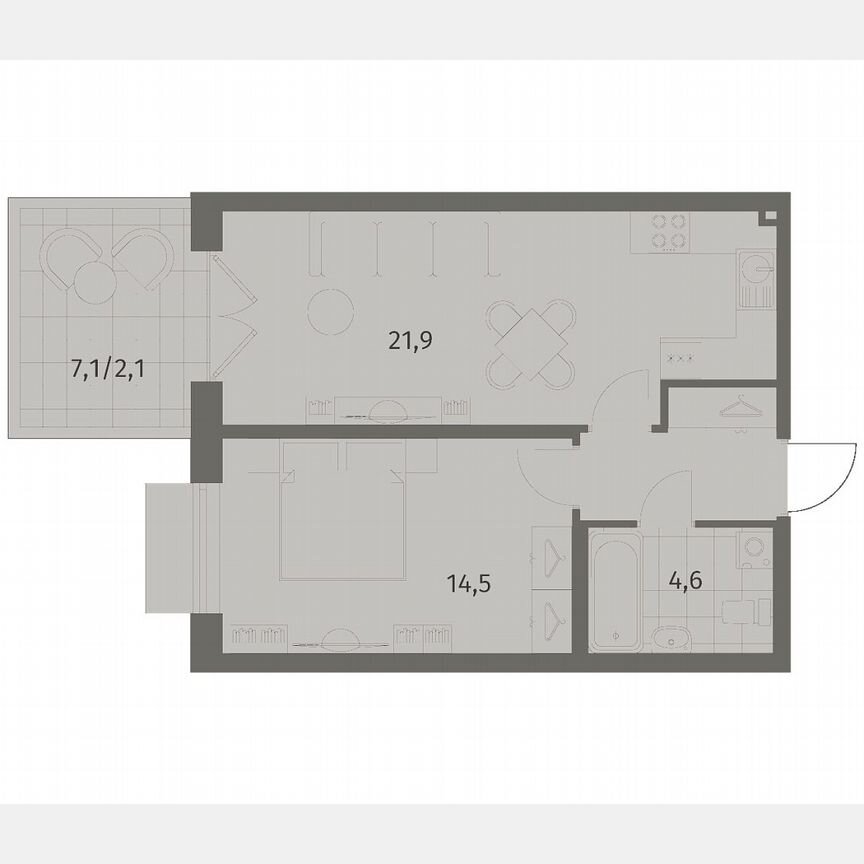 1-к. квартира, 47,4 м², 1/8 эт.