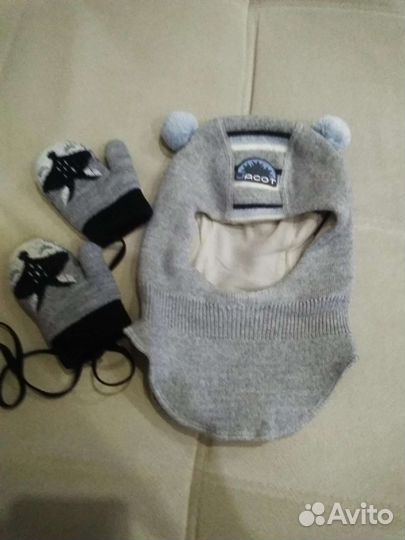 Шапка шлем и варежки