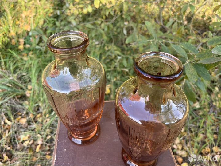 Вазы стеклянные колоски винтаж