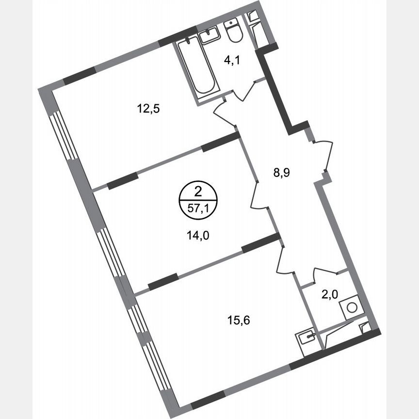 2-к. квартира, 57,1 м², 17/17 эт.