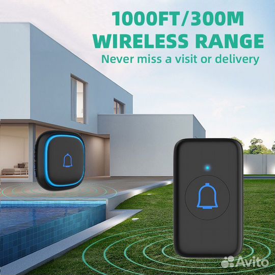 Беспроводной дверной звонок, водонепроницаемый