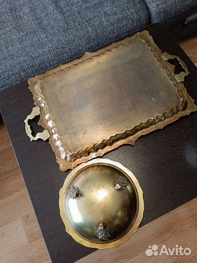 Поднос и чаша латунь СССР