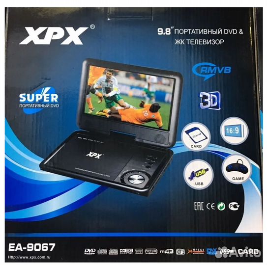 Портативный DVD-плеер EA-9067 аналоговое тв Новый