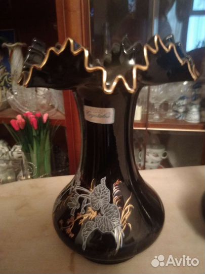 Вазы Богемия и гутная техника винтаж новые