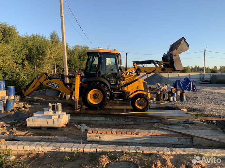 Услуги трактор JCB, бур,Вилы.экскаватор-погрузчик