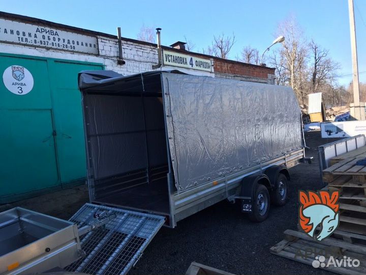 Двухосный прицеп с тентом аэро 180 см мзса 817735