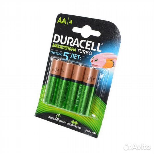 Аккумулятор duracell HR6/аа 2500мАч заряжен 4шт/уп