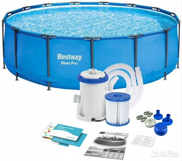 Каркасный бассейн 366 122 новый с фильтром насосом