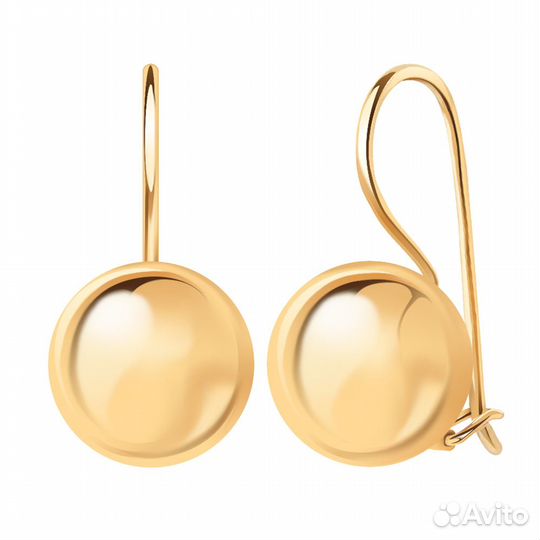 Золотые серьги шары, гладкие, французский замок, вес 5,00г