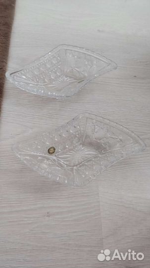 Хрустальная ваза лодочки салатники конфетницы 2 шт