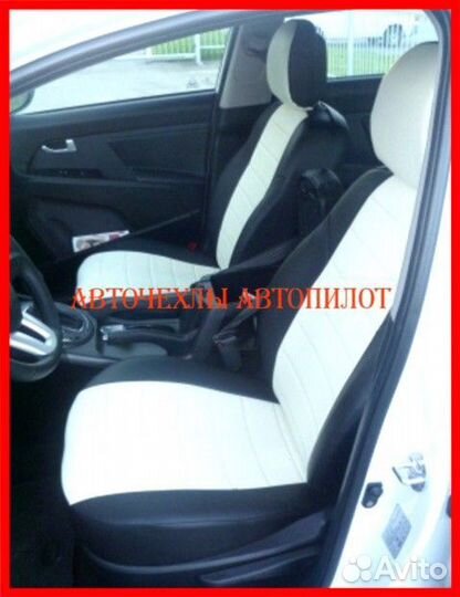 Чехлы Автопилот Kia Sportage 5 из экокожи чёр-бел