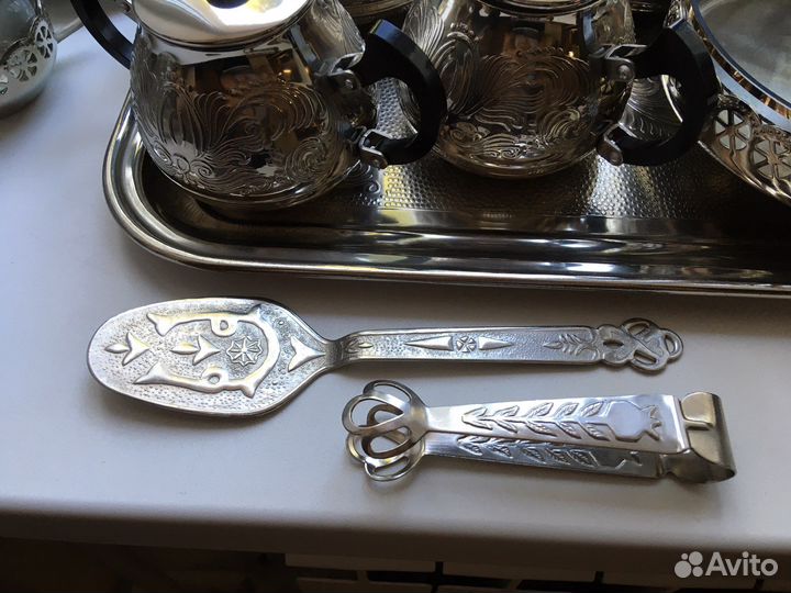 Сервиз чайно-кофейный, металлический, на 12 персон