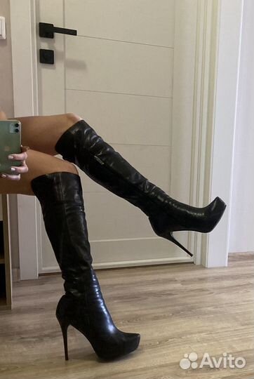 Сапоги Ботфорты натуральная кожа 39 размер зима