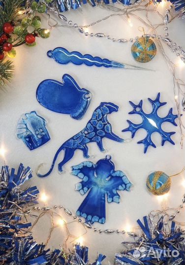 Елочные игрушки, новогодние игрушки, смола