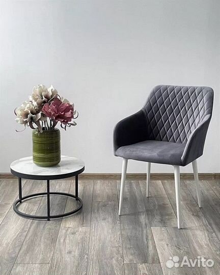 Стул brandy-X серый 27 / белый каркас, велюр