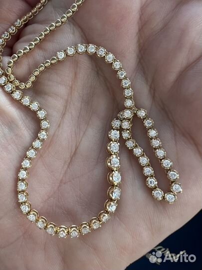Золотое колье с природными бриллиантами 585 пробы