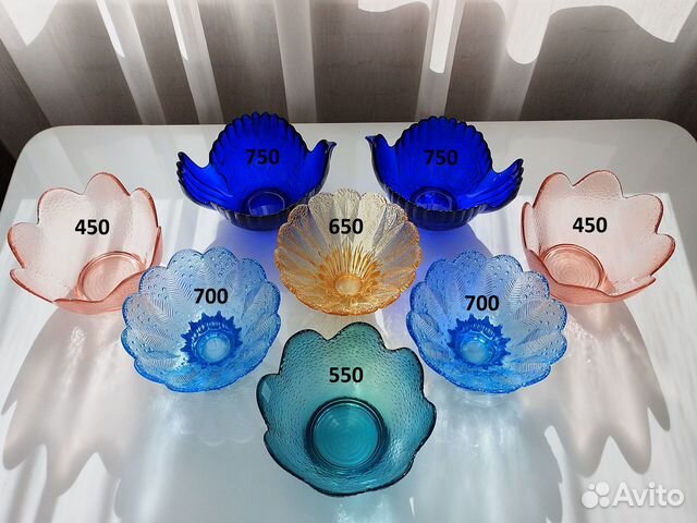 Вазы конфетницы. Цветное стекло СССР