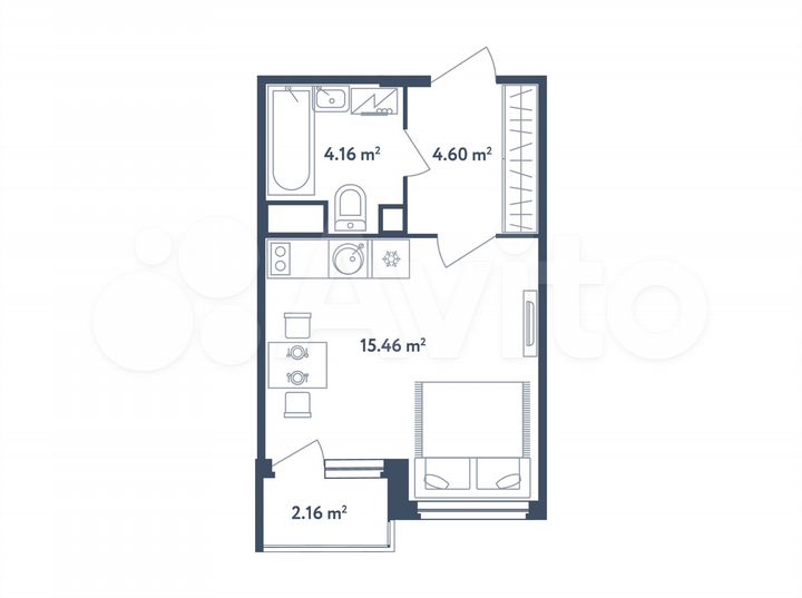 Квартира-студия, 25,3 м², 1/4 эт.