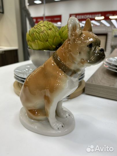 Скульптура собака бульдог фарфор ифз