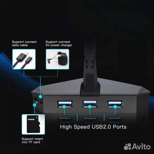 USB хаб + Держатель для провода мыши