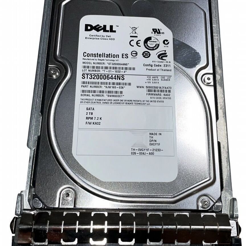 [VGY1F] Жесткий Диск Dell 2tb Sata2 3,5" Hdd Vgy1f