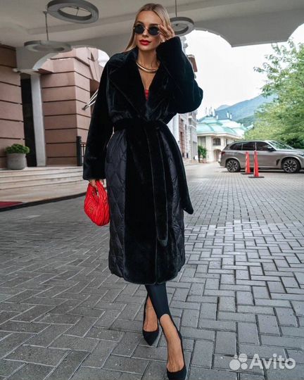 Пуховик комбинированный с шубой