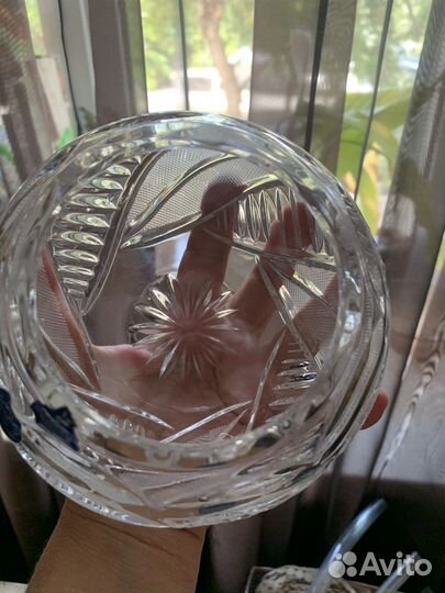 Хрустальная ваза шар Гусь Хрустальный