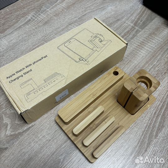 Подставка 3 в 1 для Apple из бамбука