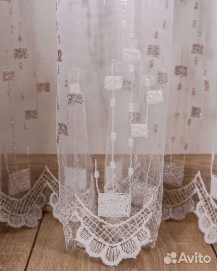 Тюль мона пудра готовый на окна пошив