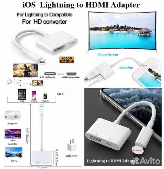 Док-станция Type-C Адаптер Lightning USB to hdmi