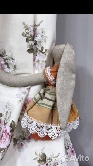 Тильда зайцы, подхваты для штор