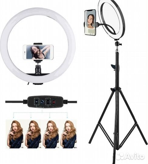 Лампа кольцевая 28 см со штативом 2,1 м