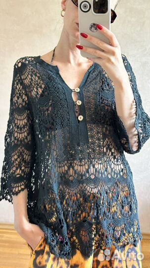 Блузка вязаная крючком винтаж