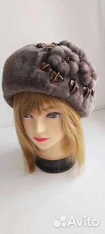 Шапка берет из мутона р. 56