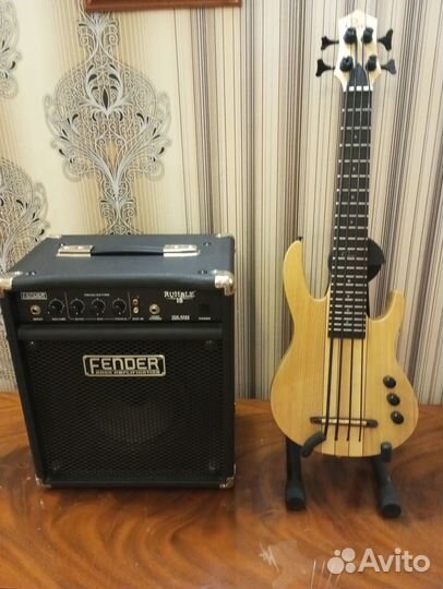 Электро Бас гитара cate and комбик fender Korea