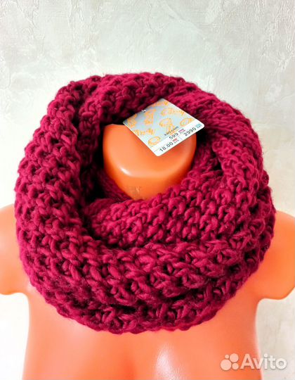 Снуд вишневый новый с биркой. Шарф