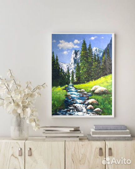 Картина маслом горный пейзаж