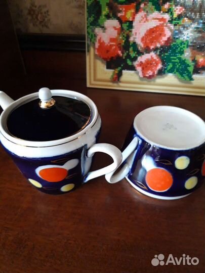 Чайник заварочный ссср,сахарница Кобальт