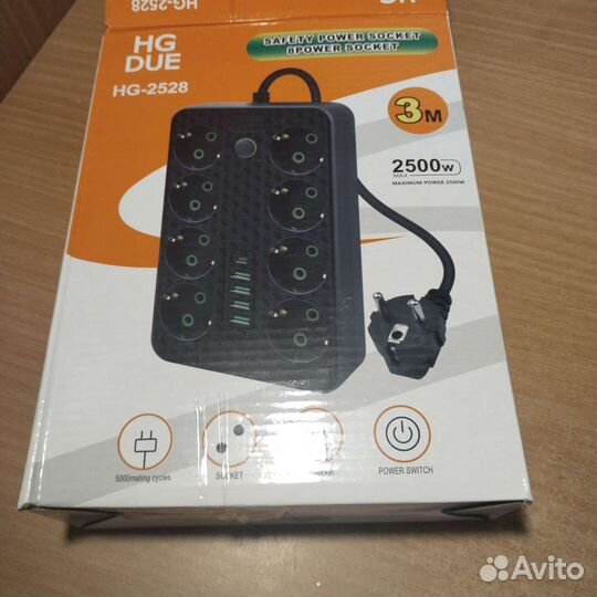 Удлинитель 8 розеток, 4 usb