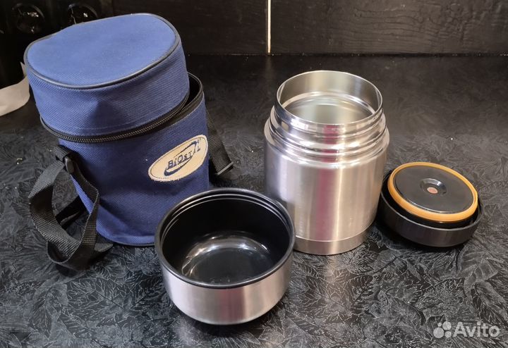 Термос пищевой для еды biostal в чехле