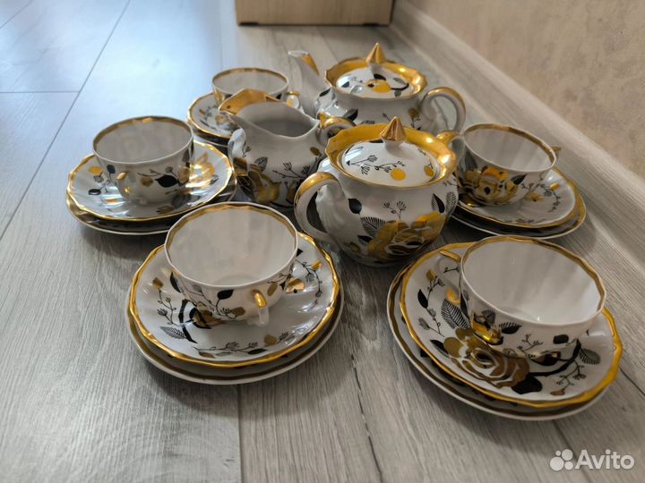Чайный сервиз СССР Золотая роза вербилки фарфор