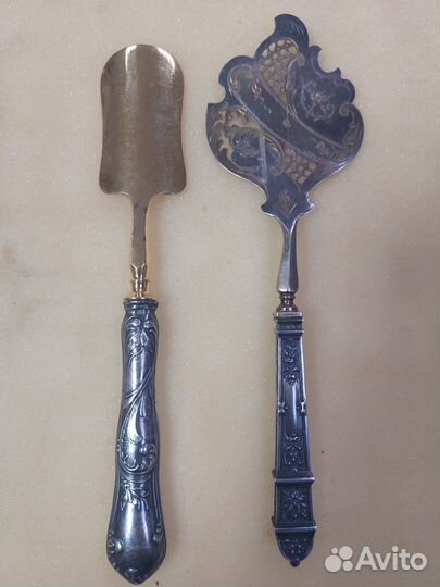 Старинная лопатка для торта серебро 84