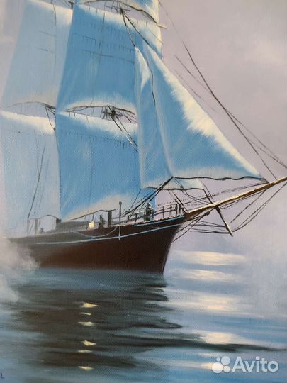 Картина маслом на холсте парусник ручная работа