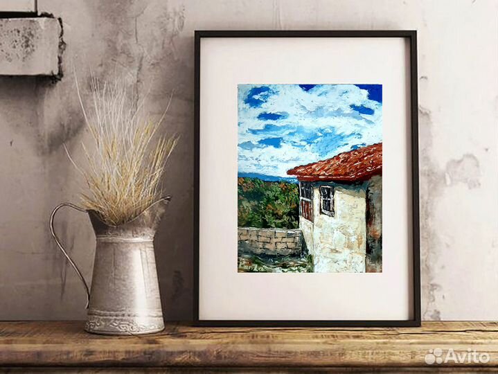 Картина маслом Южный домик, Крымский пейзаж