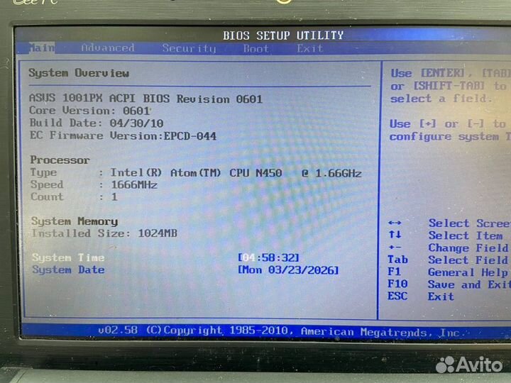 Ноутбук asus Eee PC 1001PX на запчасти