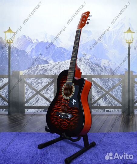 Акустическая гитара (новая), полный комплект